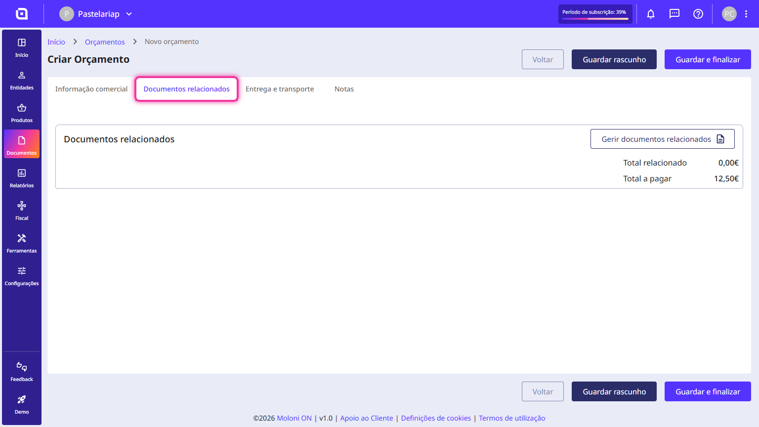 Related documents tab highlighted, with the area to manage related documents.